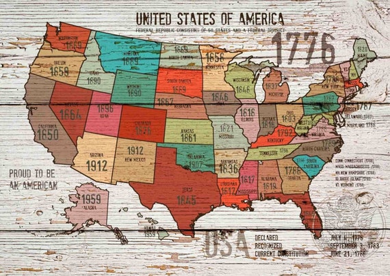 The United States of America Map I . Canvas Print by Irena Orlov 24