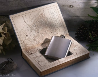 Hollow Book Safe and Hip Flask - Vintage (1950) - Boswells London Journal 1762-1763