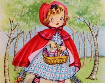Vintage Storybook Get Well Cards, Red Riding Hood, Here We Go Round the ...