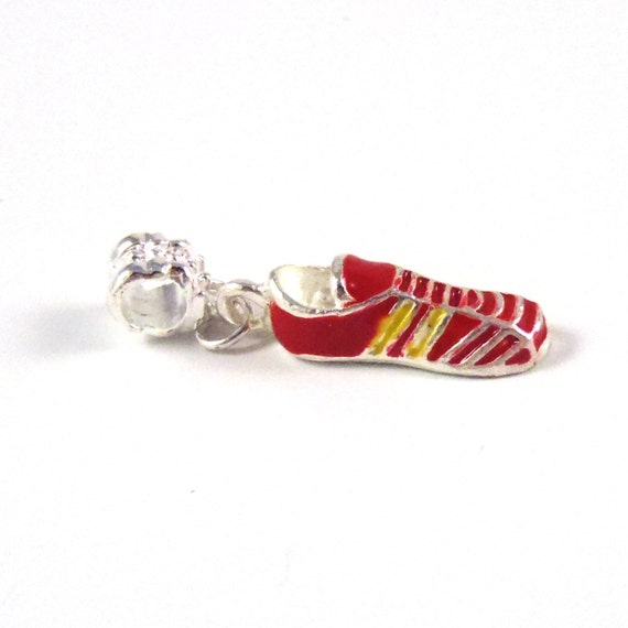 Shoe+Danglers ... Enamel Tennis Shoe Sports Dangle Silver European Charm Bead E0803