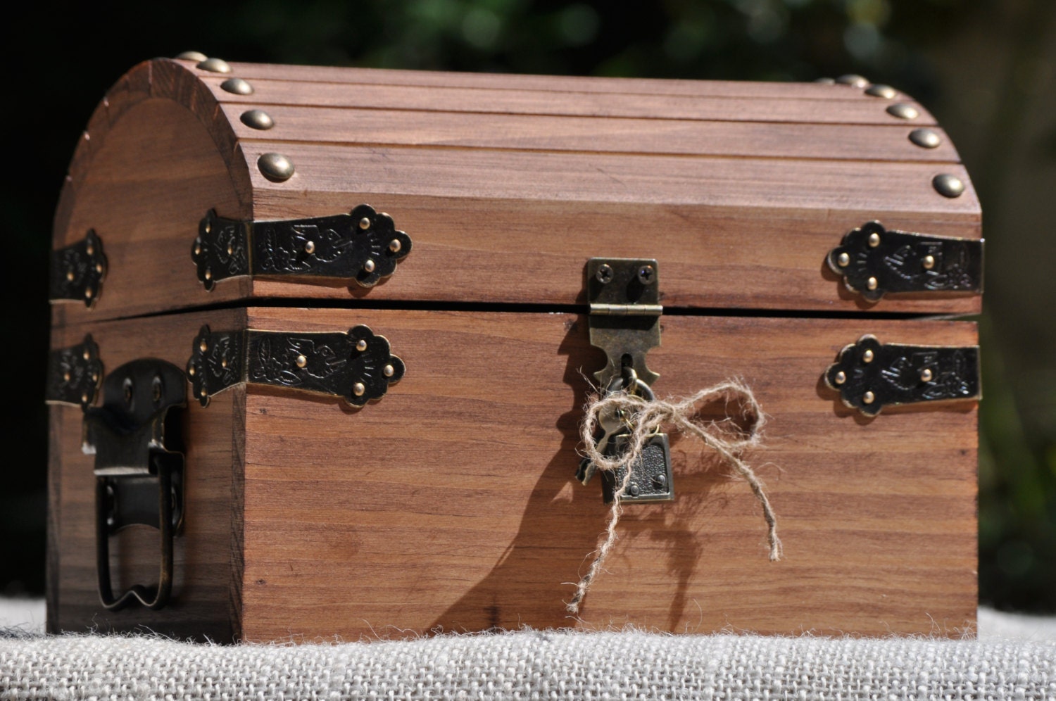 Rustic Treasure Chest With Lock and Key. Advice Box-Honeymoon