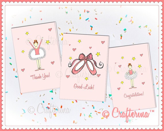greeting card set print Printable Greeting Card Ballerina PDF DIY Set