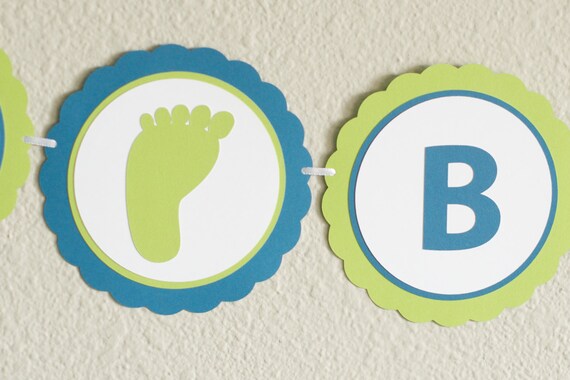 SWEET BABY Baby Shower Decoration Banner Elephant Modern Blue Green Il_570xn