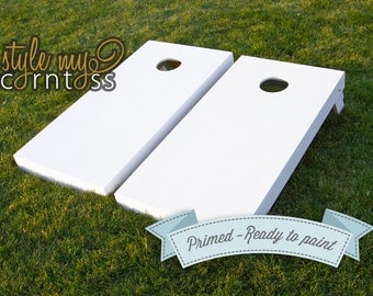 Corntoss | Cornhole | Baggo Set | White Primer Only - Ready to Paint | 2 Boards | Bags Optional