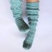 Mint knee high socks. Ocean blue boot socks. Ice aqua blue socks Hand knit wool socks Lace boot socks Spring accessories Lace boudoir socks