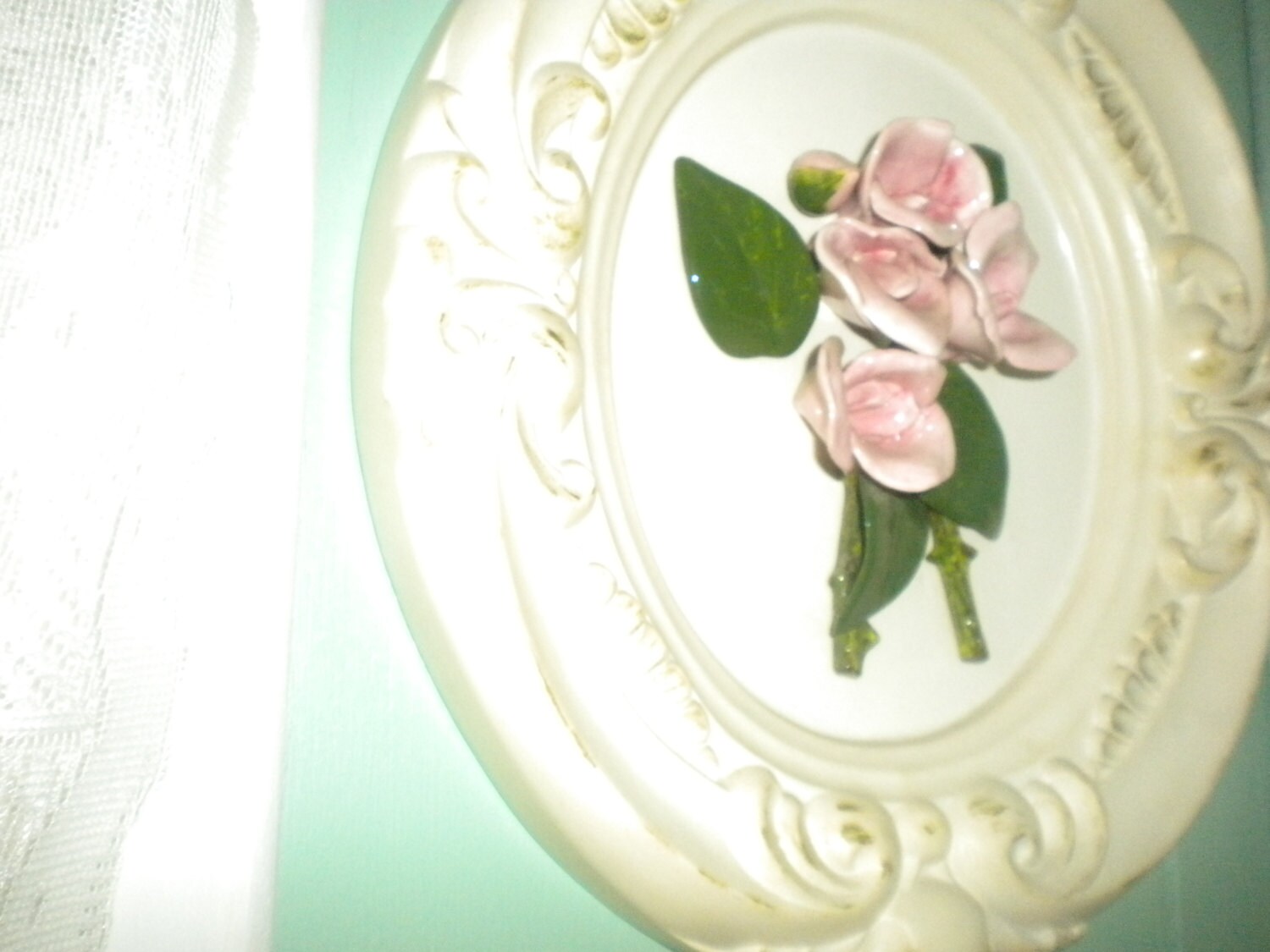 Beautiful Rose Ceramic Wall Hanging Shabby Chic French