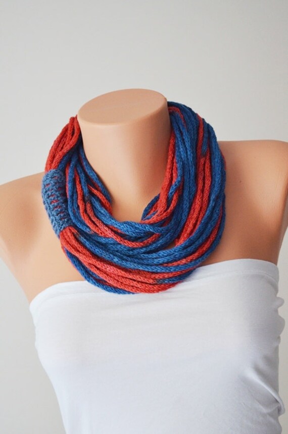 SCARF wool chain necklace Infinity Scarf Noodle by NesrinArt
