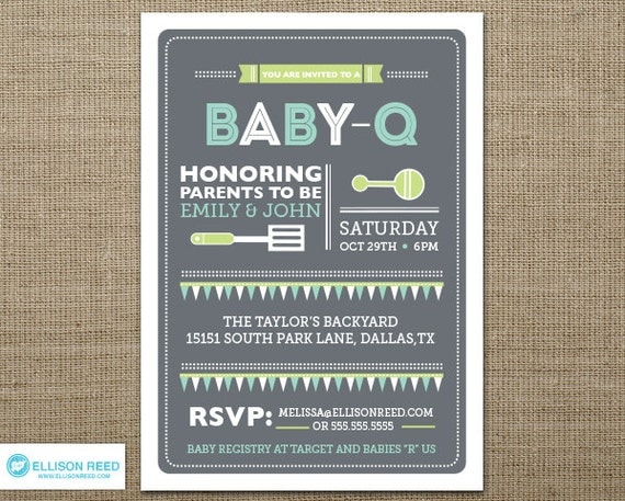 BBQ Baby Shower Invitation Baby Q Shower BBQ inviation