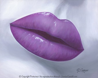 Purple And Gray Wall Art pop art canvas print large lip art contemporary gray & plum Purple And Gray Wall Art pop art canvas print large lip art contemporary gray & plum