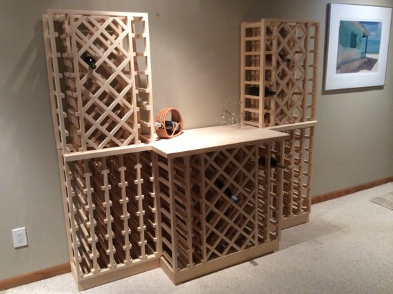 wood lattice wine rack