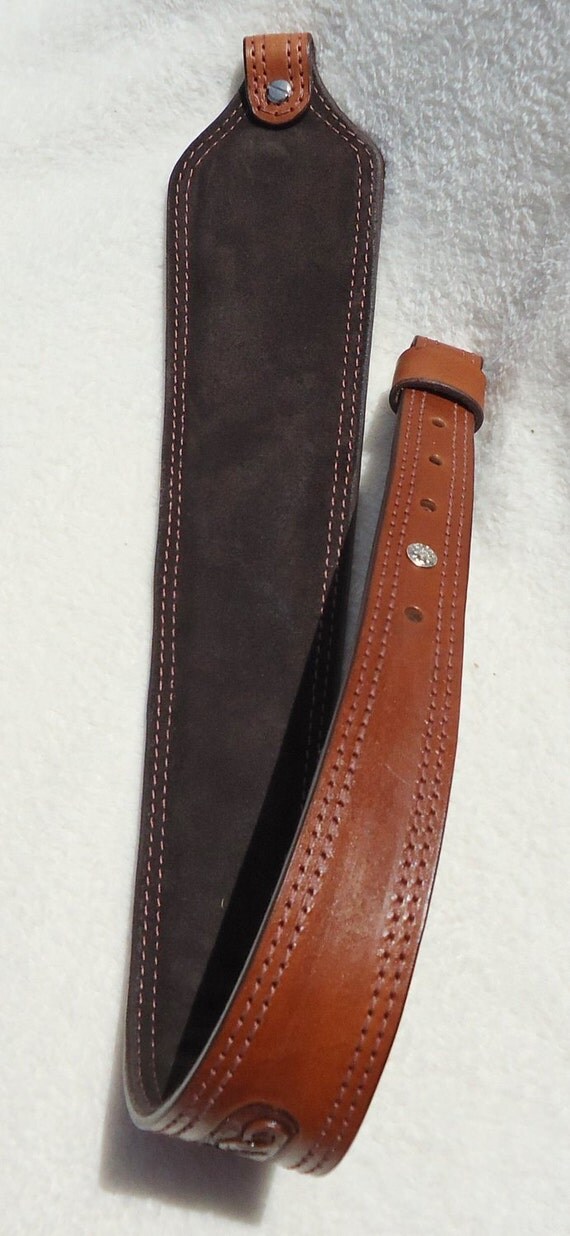 Handmade Leather Rifle Sling With Padded Shoulder Area and