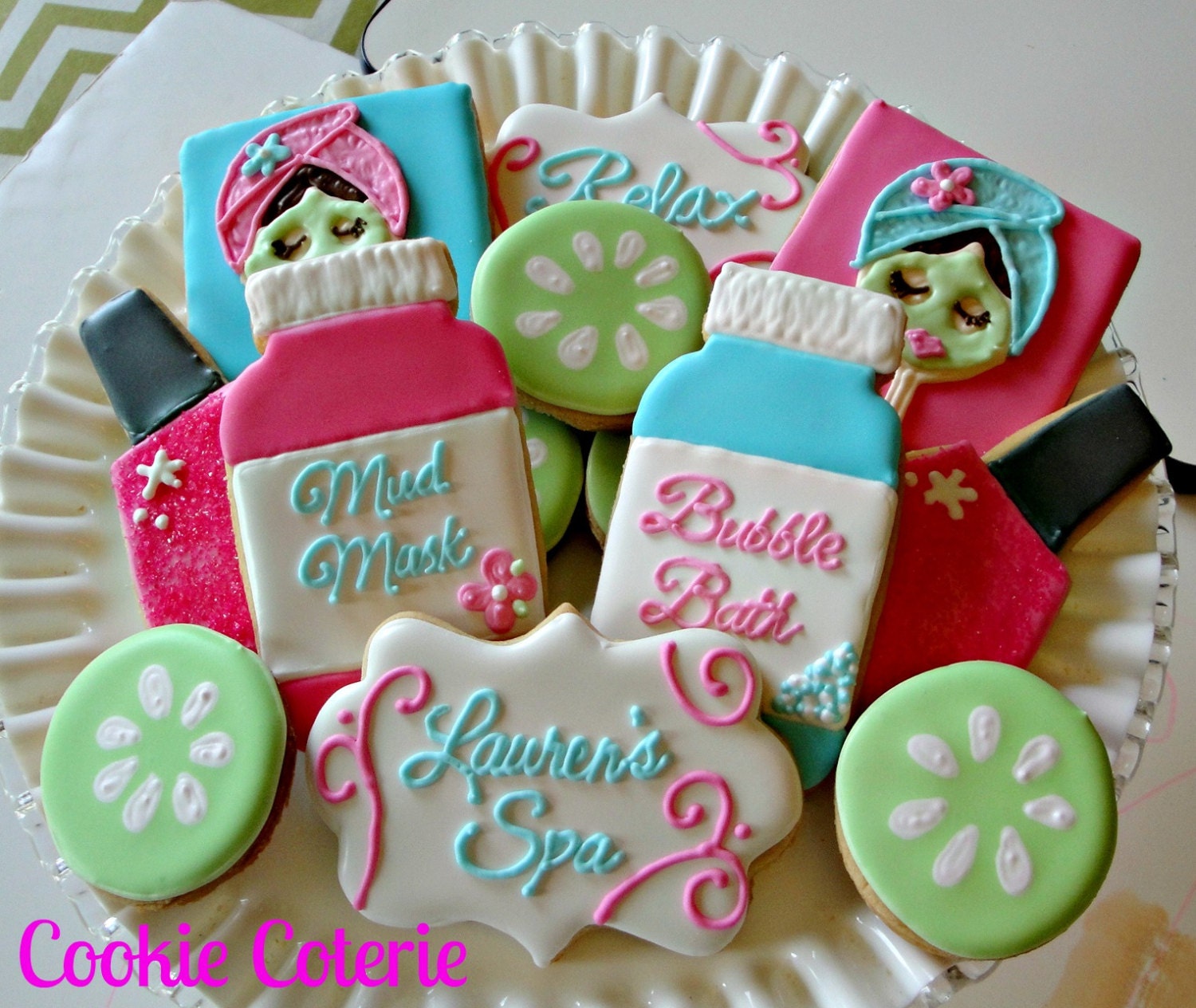 Spa Themed Decorated Cookies Spa Party Cookie Favors One Dozen   Il Fullxfull.492016355 R8i6 