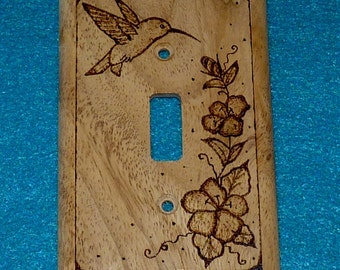 Rustic light switch | Etsy - Rustic Wood Burned Single Light Switch Plate - Decorative Outlet Toggle  Cover Carved Hummingbird Gift