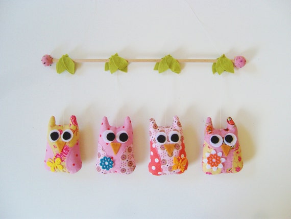 Colorful owl mobile - kids decor, baby mobile, nursery mobile