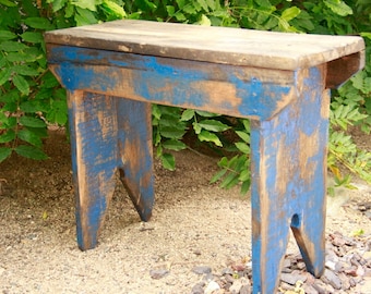 Primitive bench, Distressed bench, Farm table, Wooden Bench, Primitive footstool, Antique style bench