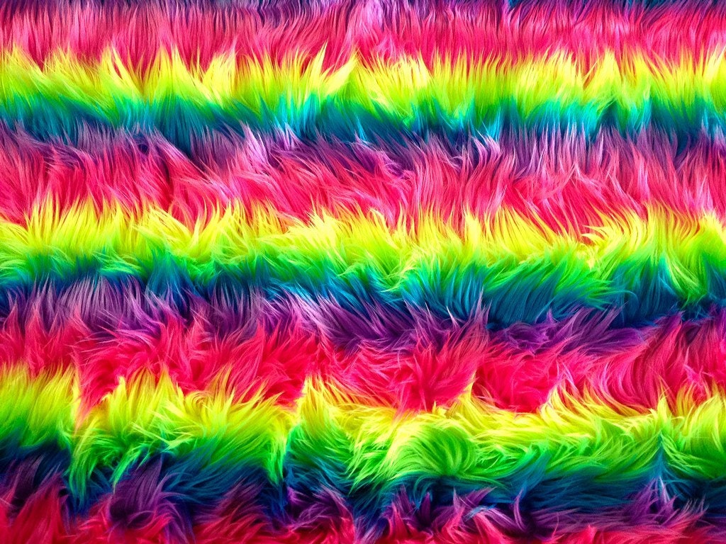 60'' Wide Faux Fur Luxury Shag Multi Color Neon