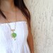 Rezerved Green Jade Stone Necklace- Gold Plated Necklace- Jade Stone-Frame Necklace