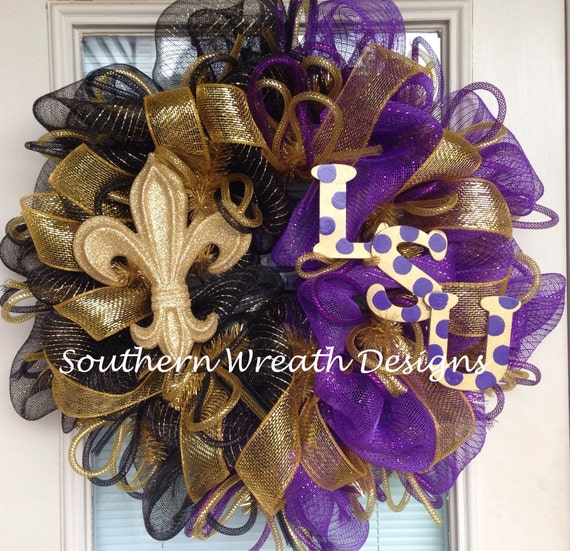 Items similar to LSU Tigers - New Orleans Saints - Door Wreath on Etsy