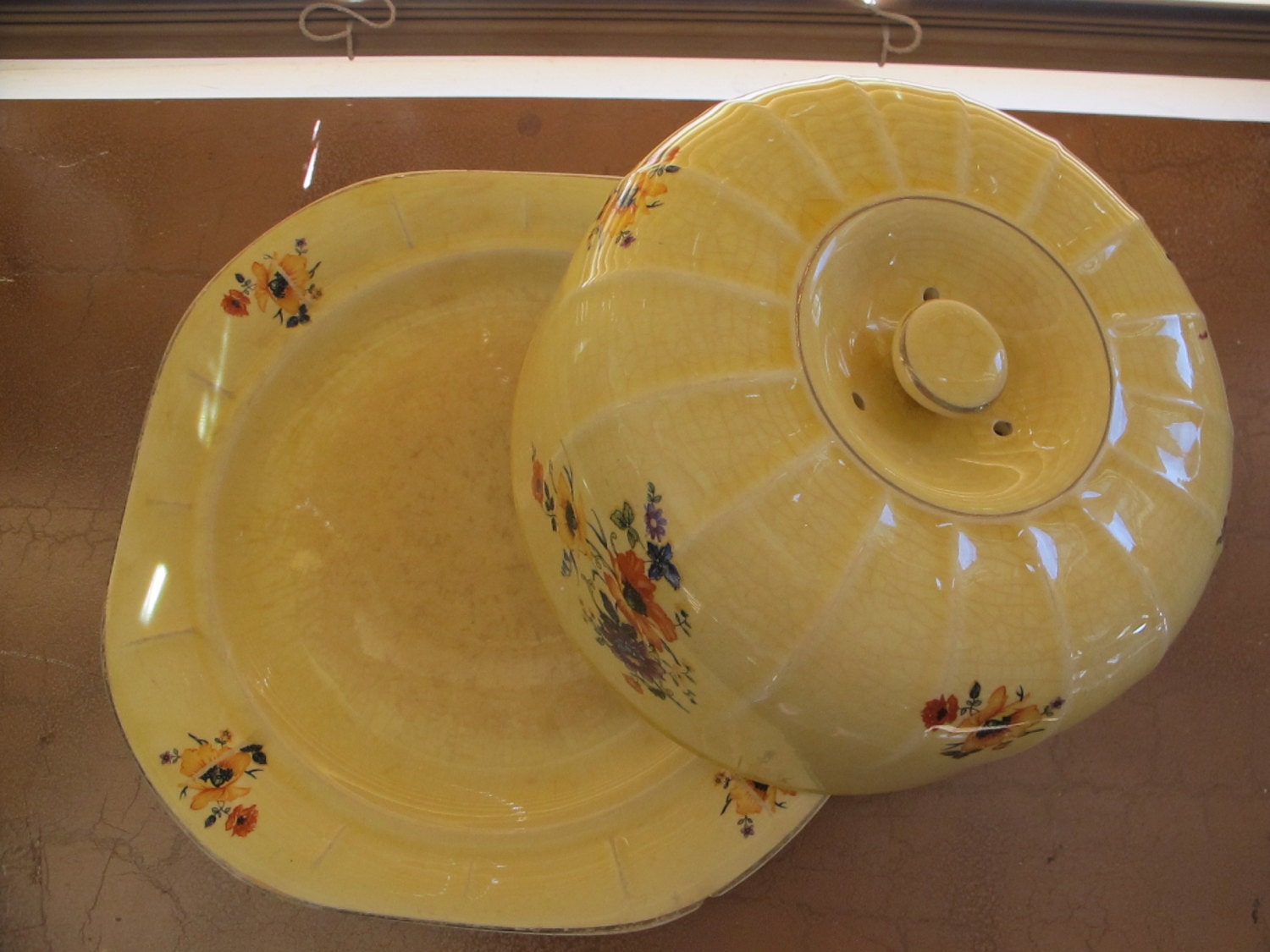 VINTAGE Old Limoges China Golden Glow Covered Cake Dessert