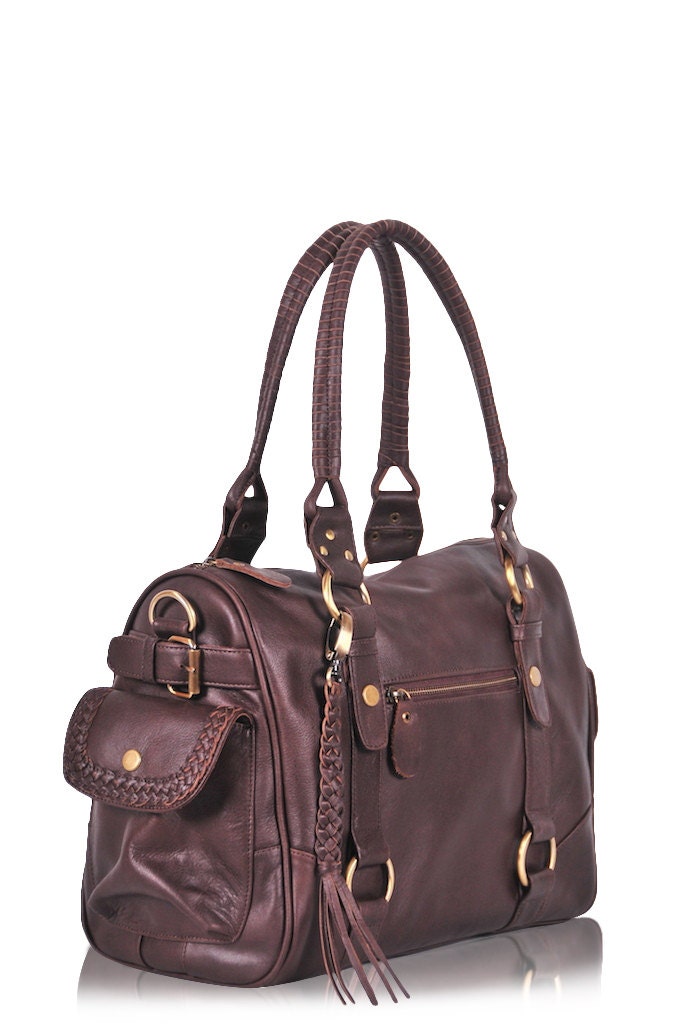 brown leather weekend bag