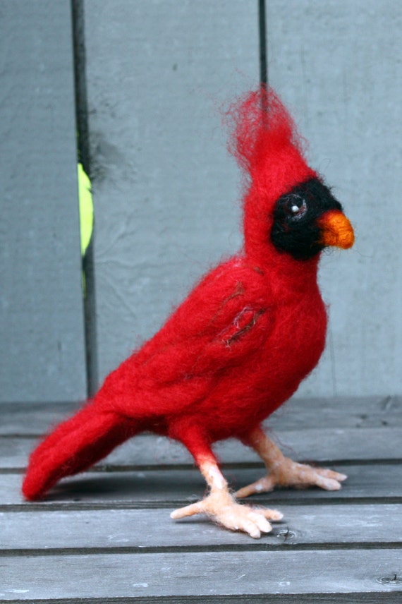 Felt Cardinal Needle Felted Cardinal Felt Bird