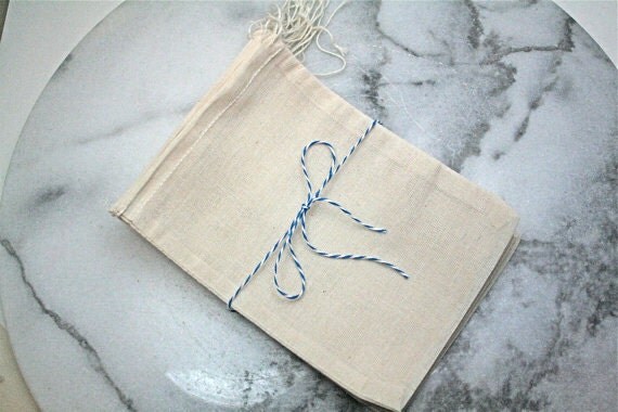 Muslin favor bags, 5x7. Set of 25. Unprinted natural cotton drawstring ...