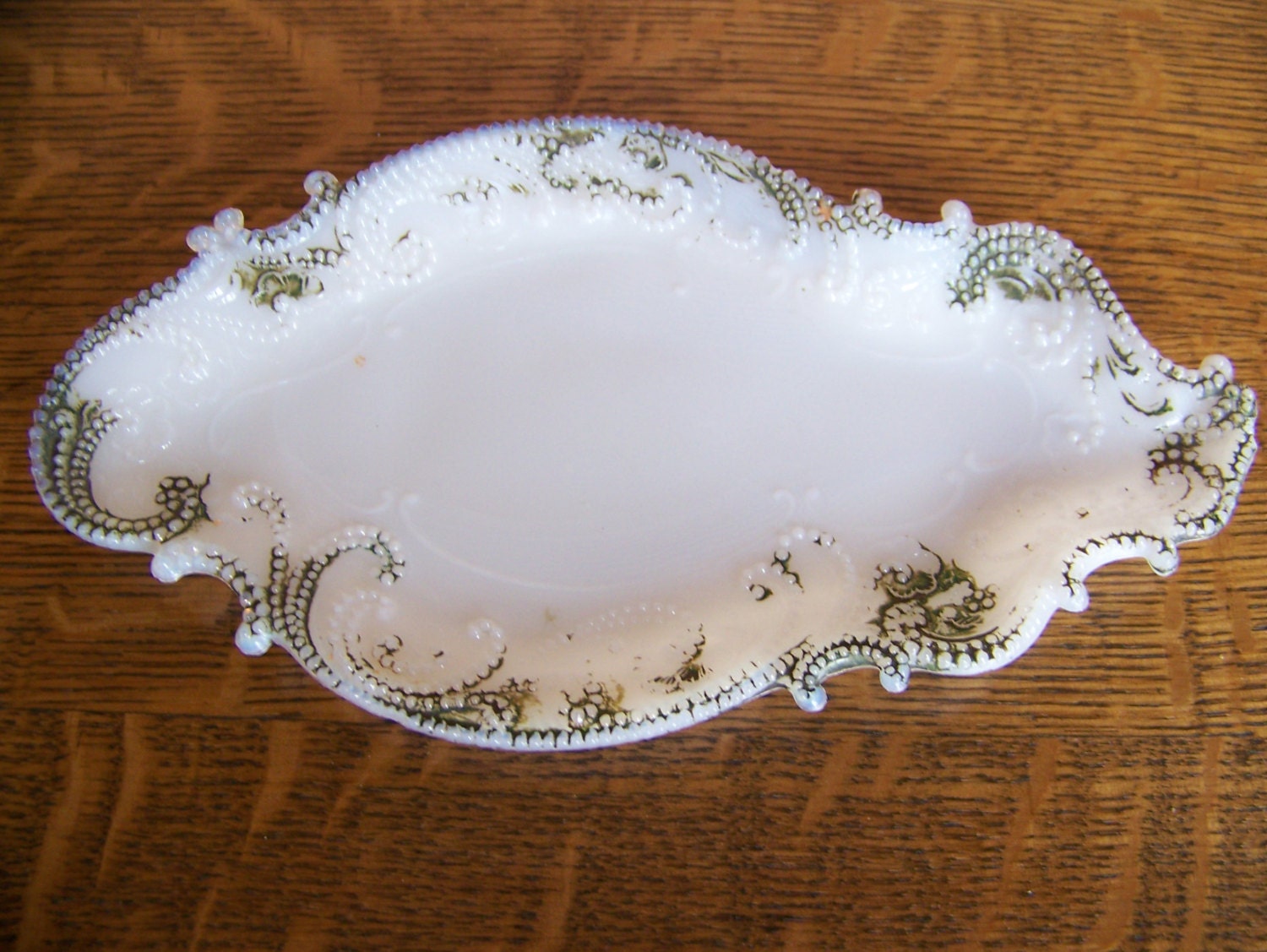 Antique Milk Glass Small Tray or Butter Dish. Shabby by lesaestes