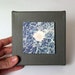 Dandelion. Mixed Media Polaroid Transfer Printed on Fired Ceramic Slab, Sewn to 5 X 5 Canvas. Weed Abstract Still Life.