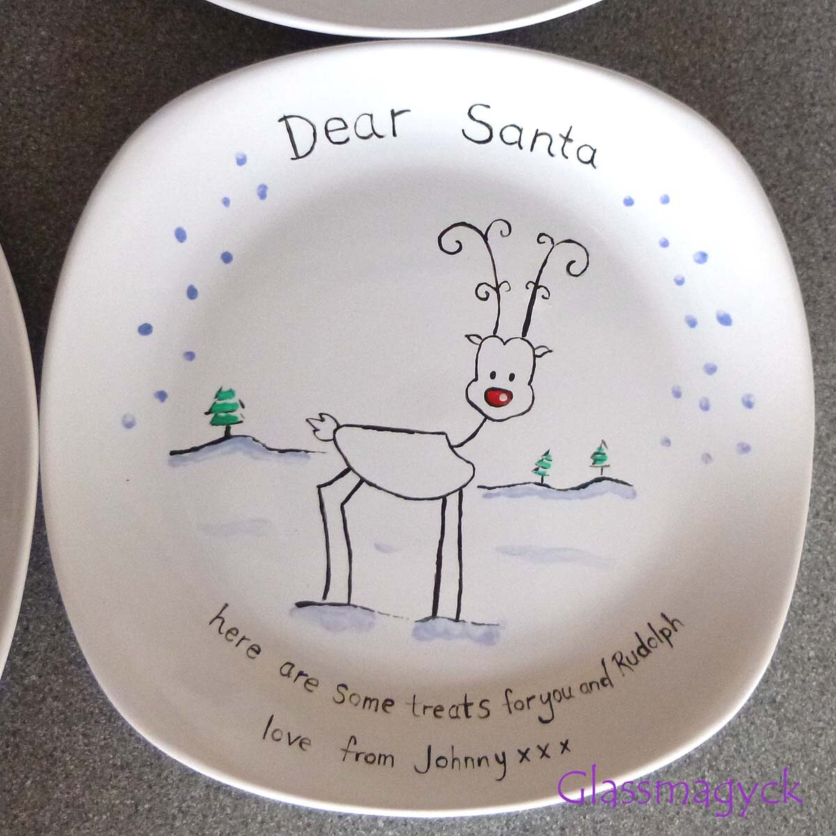 Christmas eve plate/ santa stop here/ festive plate