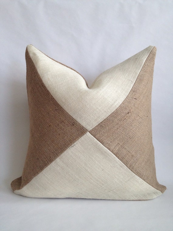 Triangle Two Tone Burlap Pillow Cover