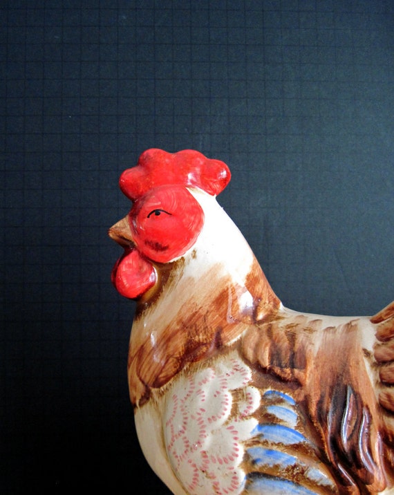 vintage ceramic rooster and hen