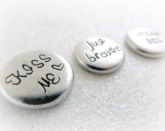 Set of 3 Small Personalized Pocket Stones - Word Stone - Pocket Pebbles Hand Stamped by Everything Pretty