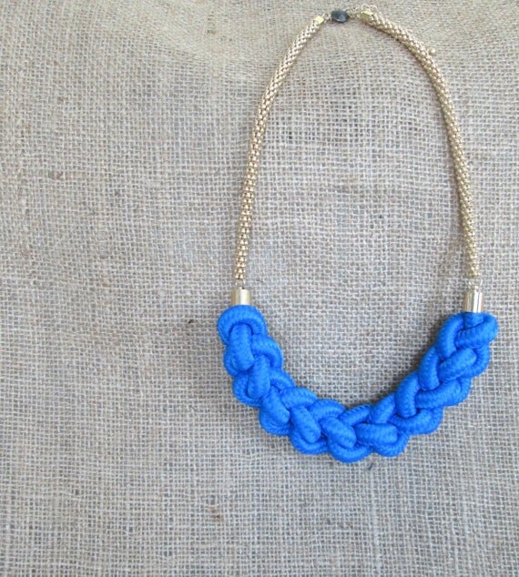Items similar to Nautical Rope Knot Necklace Royal on Etsy