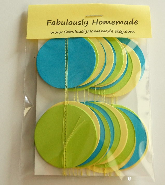 Birthday Party Decorations Blue Green Yellow by FabulouslyHomemade