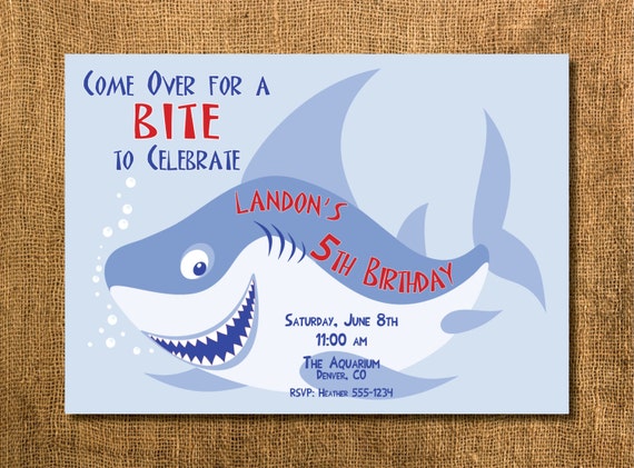 Shark Bite Boy Birthday Invitation by GraysGraphicDesigns on Etsy