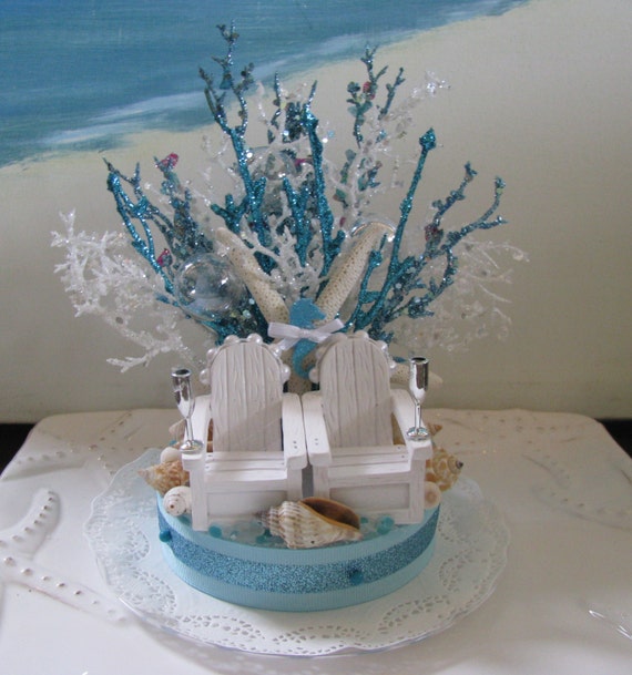 Adirondack Chairs Beach Wedding Cake by CeShoreTreasures 