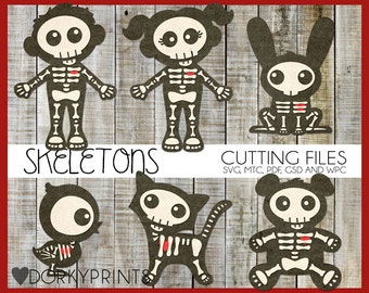 Halloween Cuttable Files -For Use with Cutting Machines - Cute Skeletons svg, mtc, pdf, gsd, and wpc files, Cute Skeleton SVG