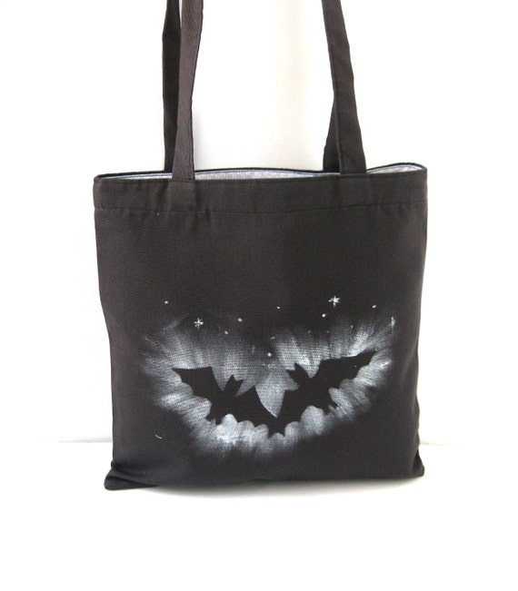 Cotton strong shopping bag shoulder bag black tote bats