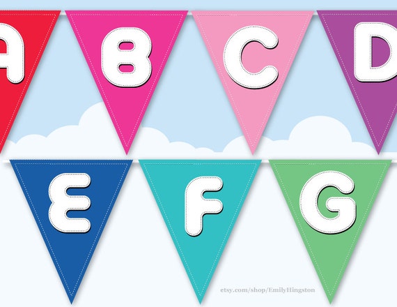 Items similar to Printable Alphabet Bunting Banner Rainbow Colours
