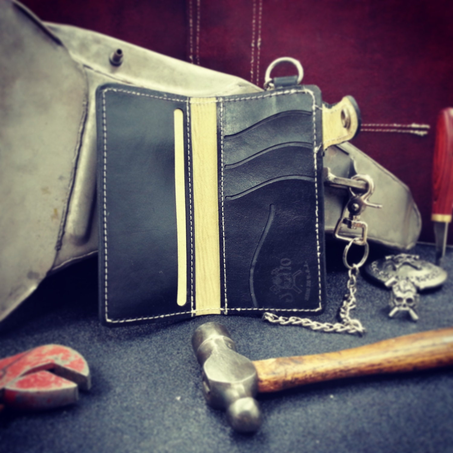 Customize Your Handmade Custom Leather Biker Wallet and Chain