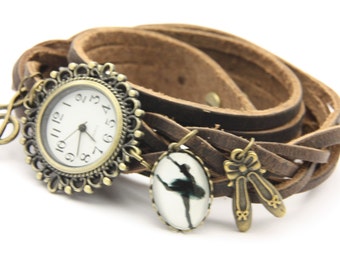 bracelet Brown leather ballet