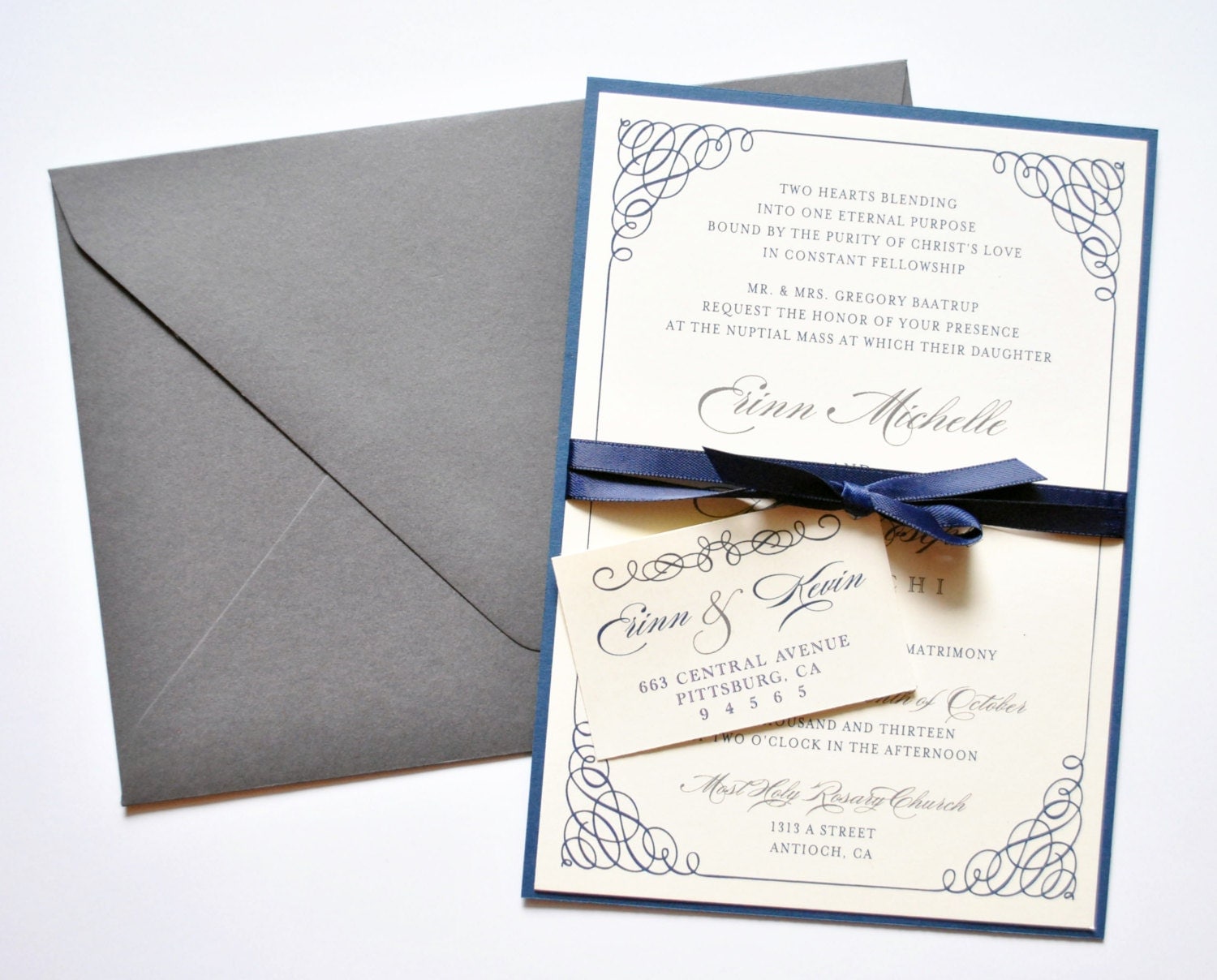 Navy And Grey Wedding Invitations 1