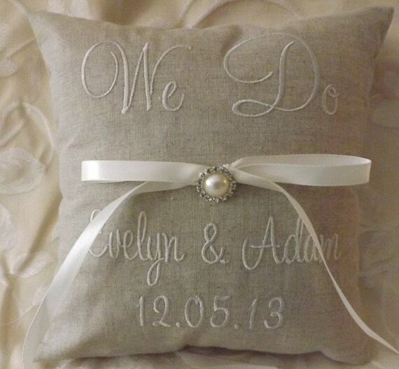 Personalized Embroidered Ring Bearer Pillow