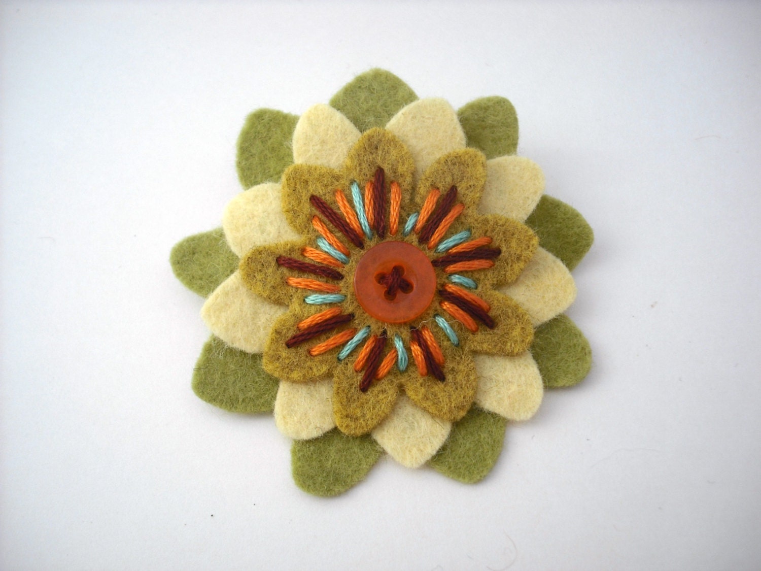 Wool Felt Flower Pin / Brooch