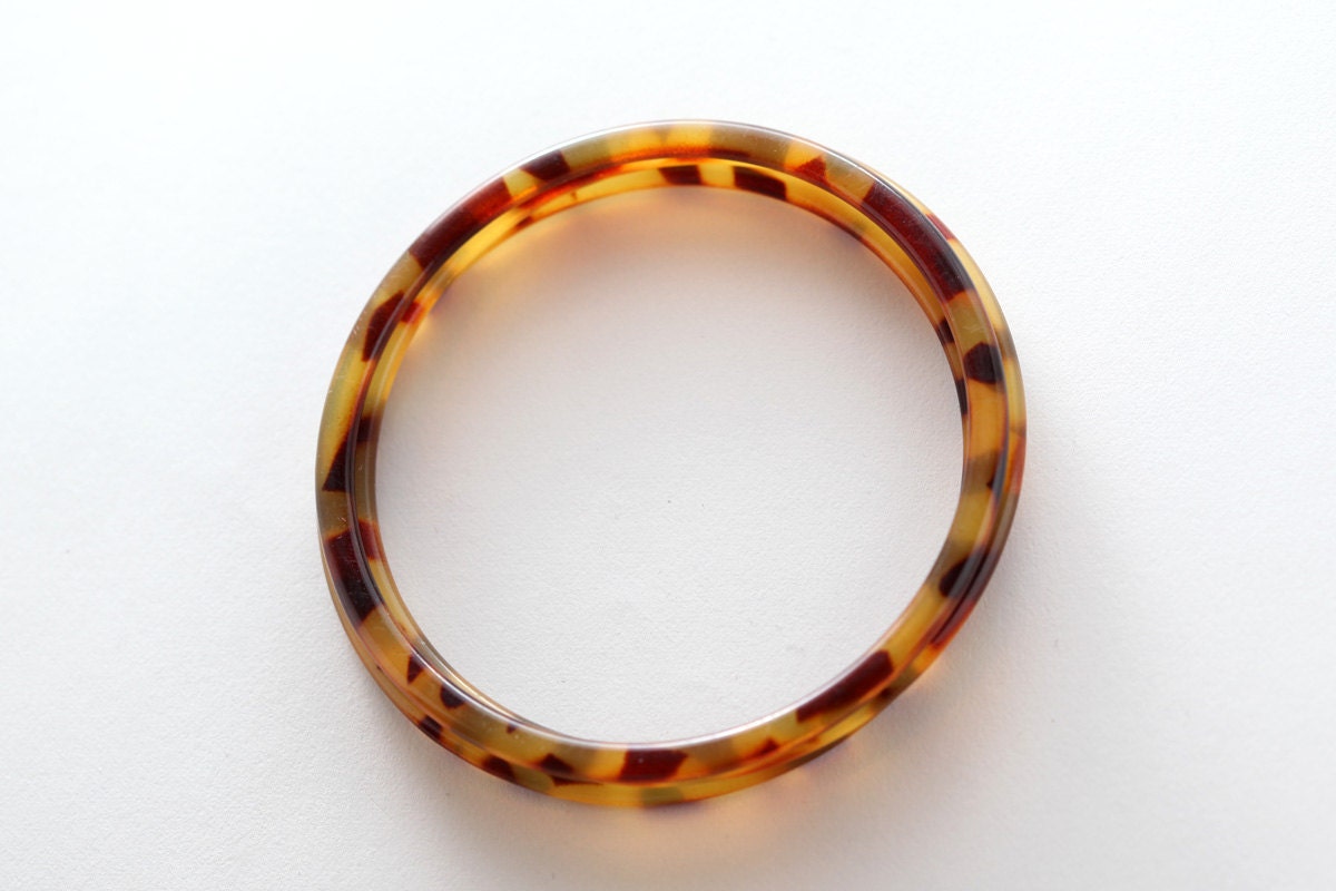 vintage genuine real tortoise shell thin bangle bracelet