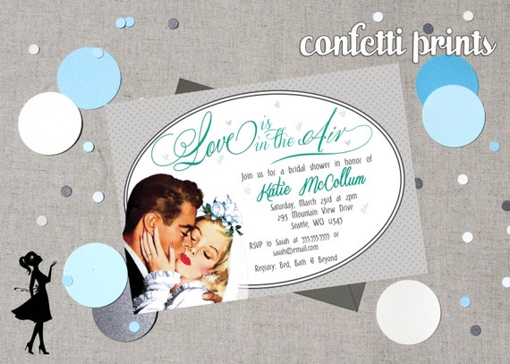 Retro Bridal Shower Invitation - LOVE Is In The AIR Printable Il_570xn