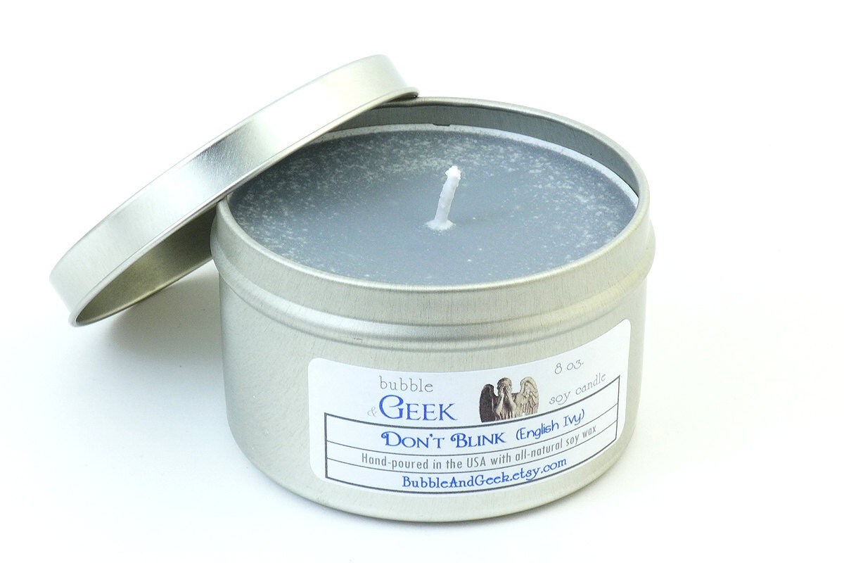 Don't Blink Soy Candle English Ivy 8 oz. tin by bubbleandgeek