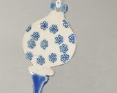 Christmas Holiday Ornament, Spindle shaped, Handmade ceramic holiday decor, Stars and snowflakes