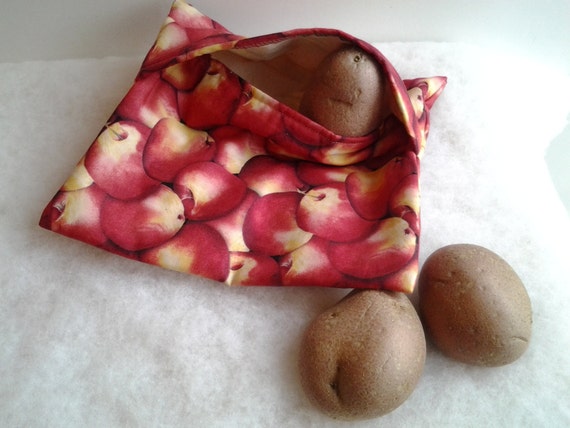 Baked Potato Bag, Microwave Potato Bag in Apple Motif Fabric, Apple ...