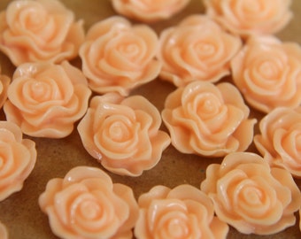 CLOSEOUT - 20 pc. Pale Peach Ruffle Rose Cabochons 13mm x 11mm - RES-322